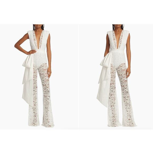 Michael Costello Collection Lilly Sleeveless Lace Jumpsuit Size US4 $980